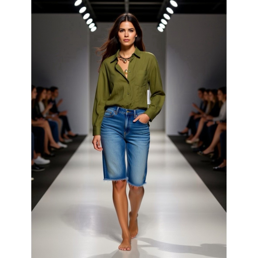 Athleta Linen Olive Green Shirt Nwt Retails $99 - Picture 3 of 9
